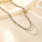 Γυναικεία αλυσίδα λαιμού ατσάλινη τριπλή χρώμα ασημί (N1398) - necklace - charmy.gr