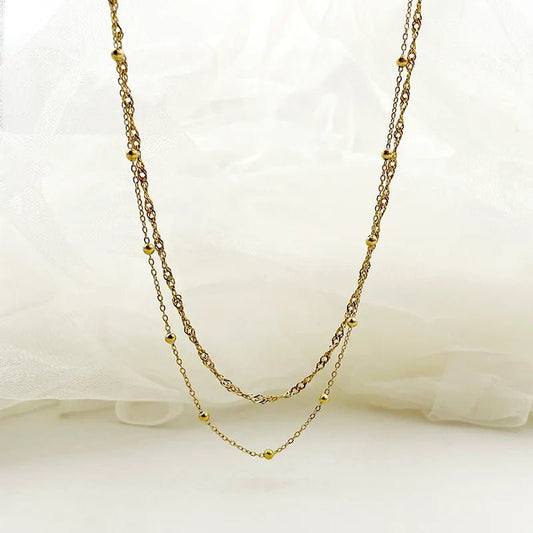 Αλυσίδα λαιμού διπλή επιχρυσωμένη 18k (N1566) – necklace – charmy.gr