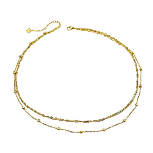 Αλυσίδα λαιμού διπλή επιχρυσωμένη 18k (N1566) - necklace - charmy.gr