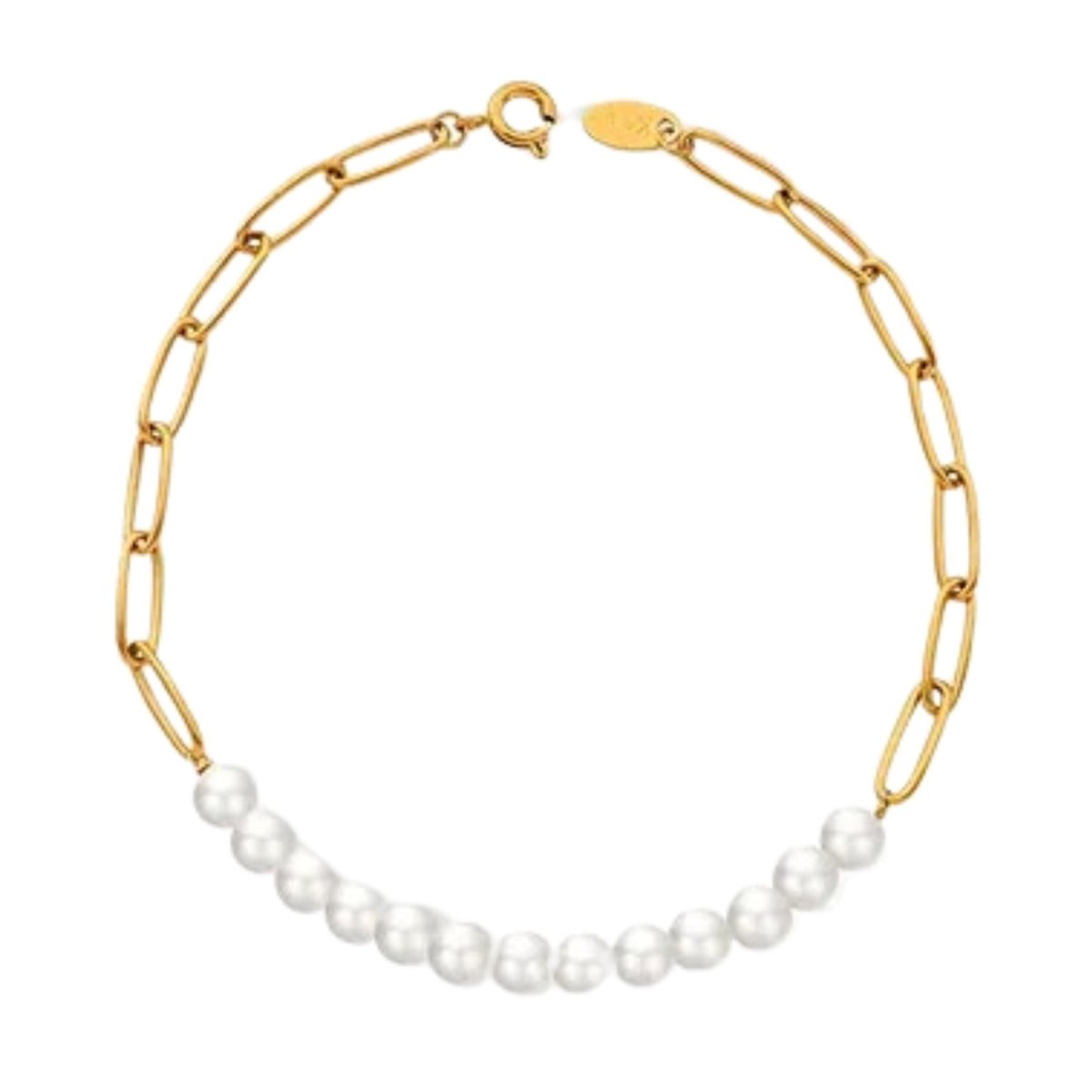 Αλυσίδα χεριού με πέρλες επιχρυσωμένη 18k (B1069) - bracelet - charmy.gr