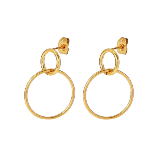 Ατσάλινα κρεμαστά σκουλαρίκια με κρίκους (E1163) - earrings  - charmy.gr