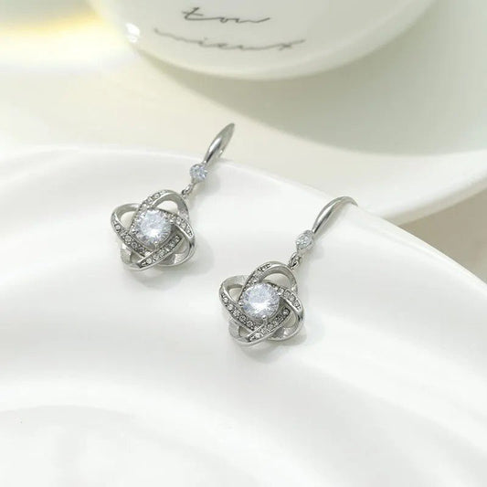 Ατσάλινα κρεμαστά σκουλαρίκια με τεχνητά πετράδια (E1119) - earrings - charmy.gr