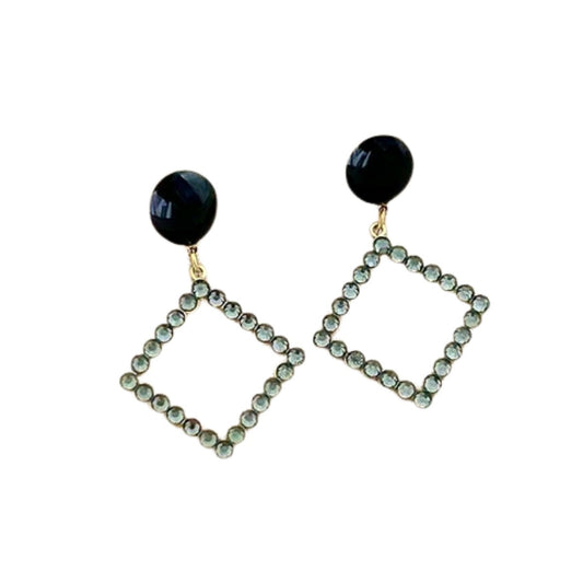 Ατσάλινα κρεμαστά σκουλαρίκια σχήμα ρόμβου (E1135) - earrings  - charmy.gr