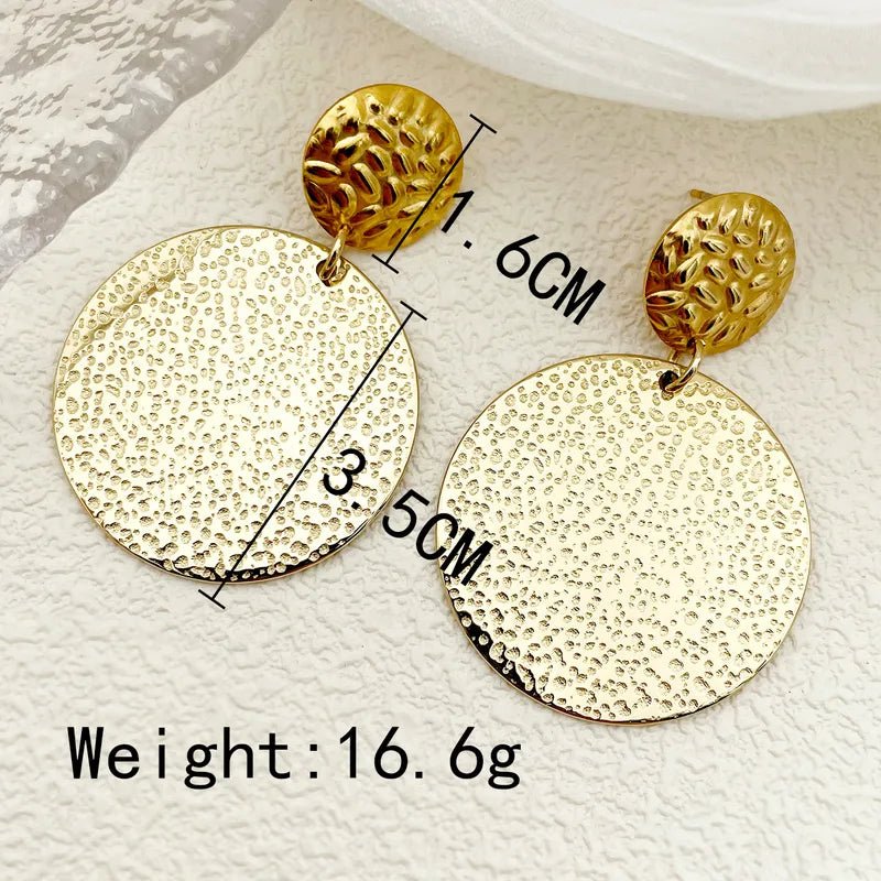 Ατσάλινα σκουλαρίκια επιχρυσωμένα 5 εκατοστά (E1355) - earrings – charmy.gr