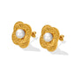 Ατσάλινα σκουλαρίκια καρφωτά επιχρυσωμένα 18k με πέρλα (E1192) - earrings - charmy.gr