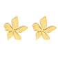 Ατσάλινα σκουλαρίκια καρφωτά επιχρυσωμένα 18k σε σχήμα λουλούδι (E1193) - earrings - charmy.gr