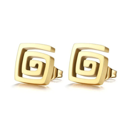 Ατσάλινα σκουλαρίκια καρφωτά γεωμετρικό σχέδιο (E1155) - earrings - charmy.gr