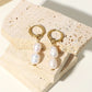 Γυναικεία ατσάλινα σκουλαρίκια κρεμαστά με πέρλες επιχρυσωμένα (E1319)