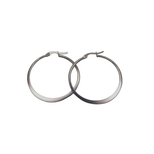 Aτσάλινα σκουλαρίκια κρίκοι 3 εκ χρώμα ασημί (E1241) - earrings - charmy.gr