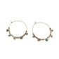 Ατσάλινα σκουλαρίκια κρίκοι boho με πετράδια βεραμάν και επιχρυσωμένες χάντρες (E1117) - earrings - charmy.gr
