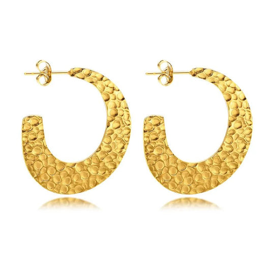 Ατσάλινα σκουλαρίκια κρίκοι (E1150) - earrings  - charmy.gr