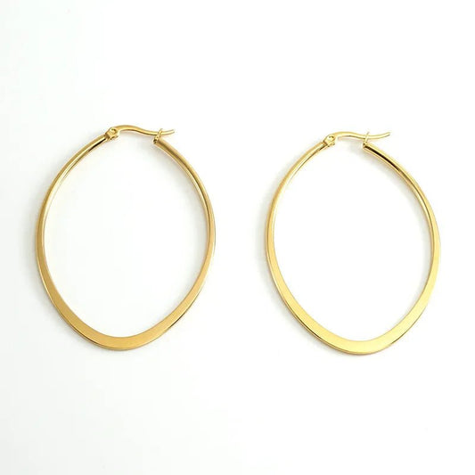 Ατσάλινα σκουλαρίκια κρίκοι επιχρυσωμένοι 18k 6εκ (E1231) - earrings - charmy.gr