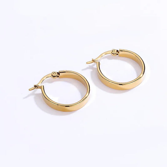 Γυναικεία ατσάλινα σκουλαρίκια κρίκοι επιχρυσωμένοι 2 εκατοστά (E1221) - earrings - charmy.gr