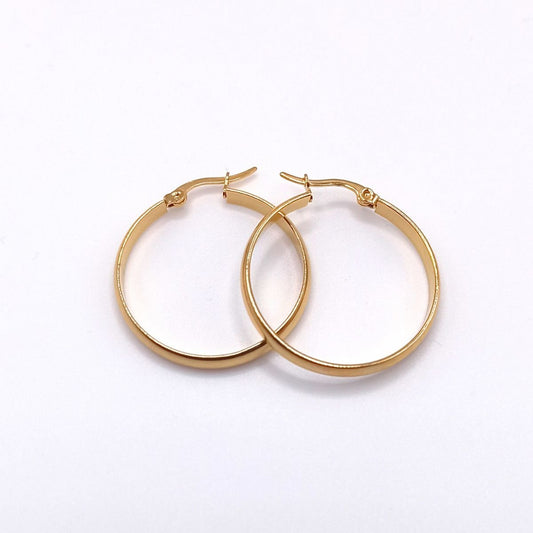 Ατσάλινα σκουλαρίκια κρίκοι επιχρυσωμένοι 3 εκ (E1238) - earrings - charmy.gr