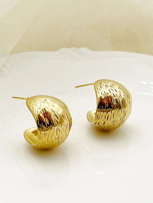 Ατσάλινα σκουλαρίκια κρίκοι κοντοί χοντροί επιχρυσωμένοι (E1320)