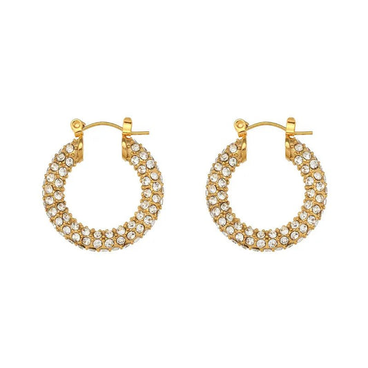 Ατσάλινα σκουλαρίκια κρίκοι μάκρος 1.5 εκατοστά επιχρυσωμένοι (E1352) - earrings - charmy.gr