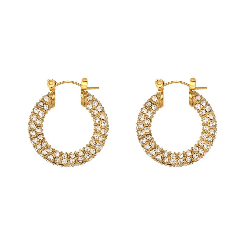 Ατσάλινα σκουλαρίκια κρίκοι μάκρος 1.5 εκατοστά επιχρυσωμένοι (E1352) - earrings - charmy.gr