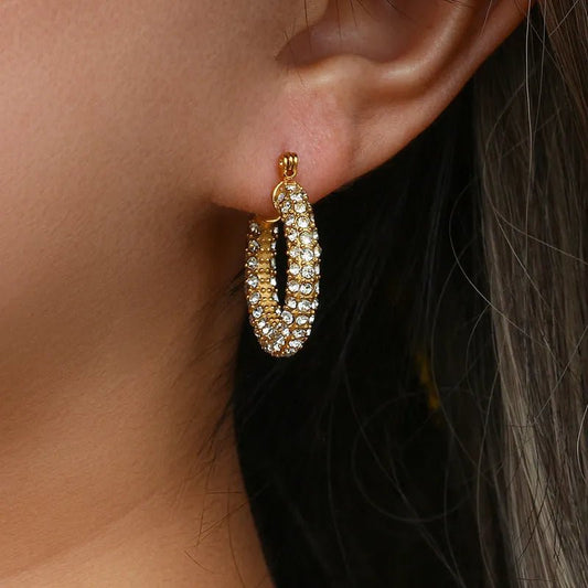 Γυναικεία ατσάλινα σκουλαρίκια κρίκοι μάκρος 1.5 εκατοστά επιχρυσωμένοι (E1352) - earrings - charmy.gr