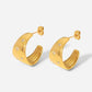 Ατσάλινα σκουλαρίκια κρίκοι μάκρος 2.8 εκατοστά χοντροί 1.4 εκ επιχρυσωμένοι 18k (E1333) - earrings - charmy.gr