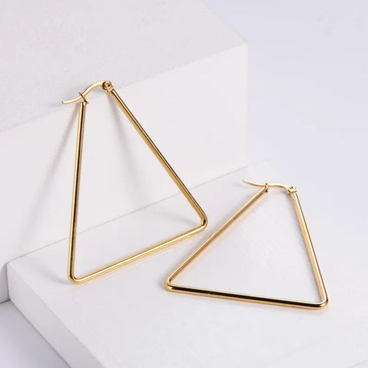 Γυναικεία ατσάλινα σκουλαρίκια τριγωνικά (E1154) - earrings - charmy.gr