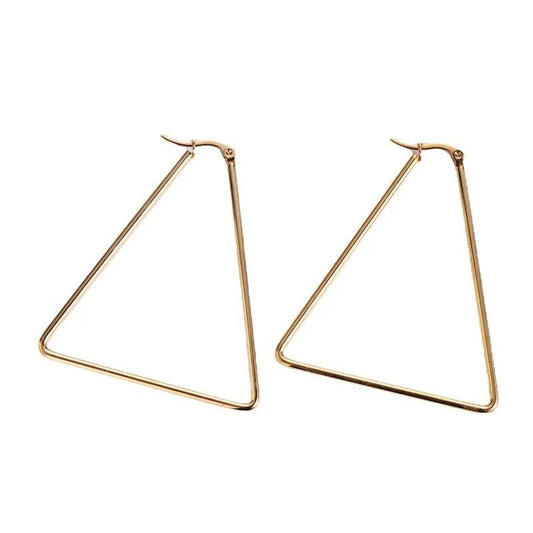 Ατσάλινα σκουλαρίκια τριγωνικά (E1154) - earrings - charmy.gr