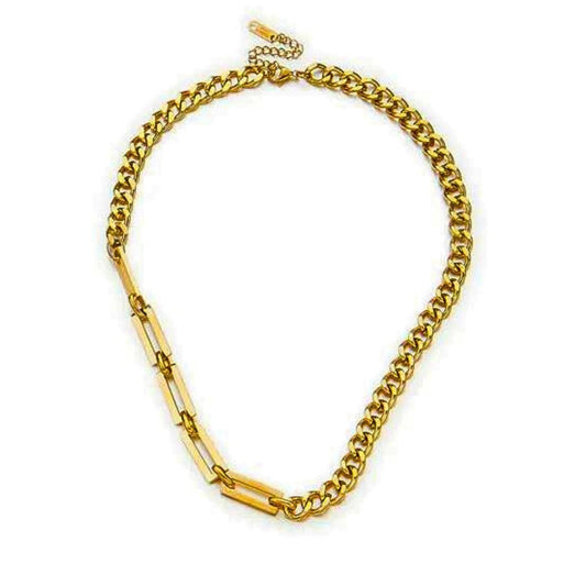 Ατσάλινη αλυσίδα λαιμού επιχρυσωμένη (N1190) - necklace - charmy.gr