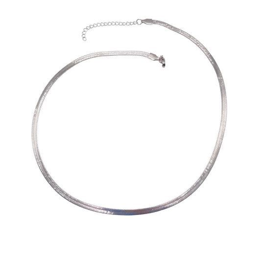Ατσάλινη αλυσίδα λαιμού φίδι χρώμα ασημί φάρδος 3 χιλιοστά (N1256)  - necklace - charmy.gr