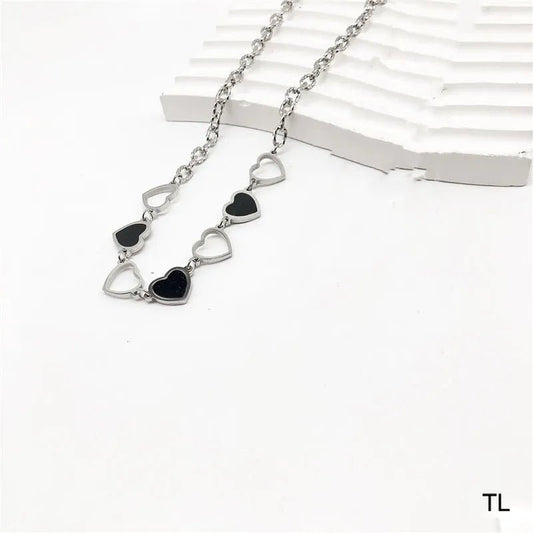 Ατσάλινη αλυσίδα λαιμού με καρδιές (N1563) – necklace – charmy.gr