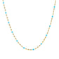 Ατσάλινη αλυσίδα λαιμού ροζάριο επιχρυσωμένη με μπλε χάντρες (N1218)  - necklace - charmy.gr