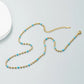 Γυναικεία ατσάλινη αλυσίδα λαιμού ροζάριο επιχρυσωμένη με μπλε χάντρες (N1218)  - necklace - charmy.gr