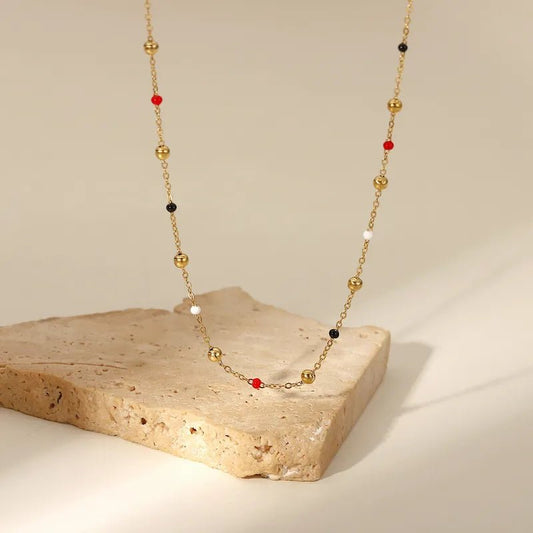 Ατσάλινη αλυσίδα λαιμού ροζάριο - necklace - charmy.gr