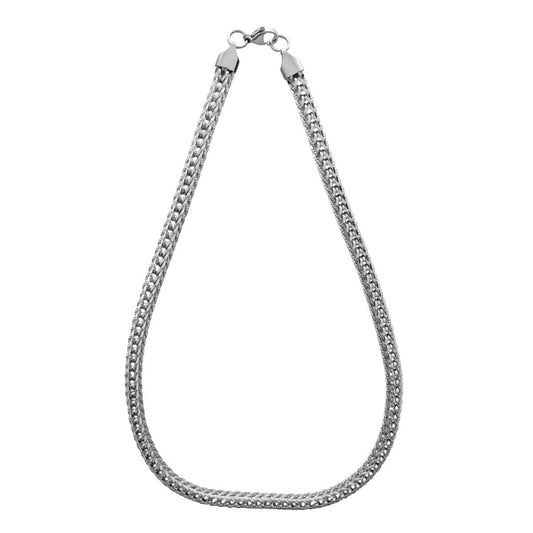 Ατσάλινη αλυσίδα λαιμού χοντρή χρώμα ασημί (N1472) - necklace - charmy.gr
