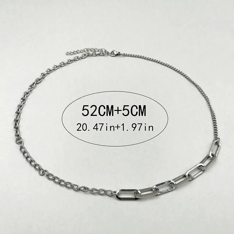 Ατσάλινη αλυσίδα λαιμού χρώμα ασημί (N1541) – necklace – charmy.gr