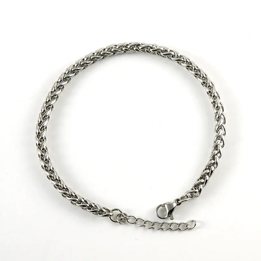 Ατσάλινη αλυσίδα χεριού χρώμα ασημί πάχος 4 χιλιοστά (B1350) - bracelet - charmy.gr