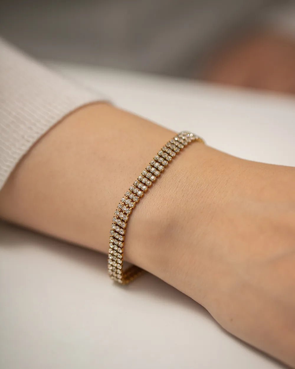 Γυναικείο ατσάλινο βραχιόλι επιχρυσωμένο 18k ριβιέρα (B1251) - bracelet - charmy.gr