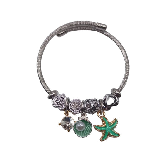 Γυναικείο ατσάλινο βραχιόλι με πολλαπλά στοιχεία από κράμα μετάλλων (B1158) - bracelet - charmy.gr