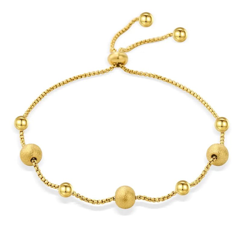 Ατσάλινο βραχιόλι με χρυσές χάντρες (B1256) - bracelet - charmy.gr
