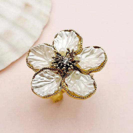 Ατσάλινο δαχτυλίδι λουλούδι ρυθμιζόμενο (R1329) – ring – charmy.gr