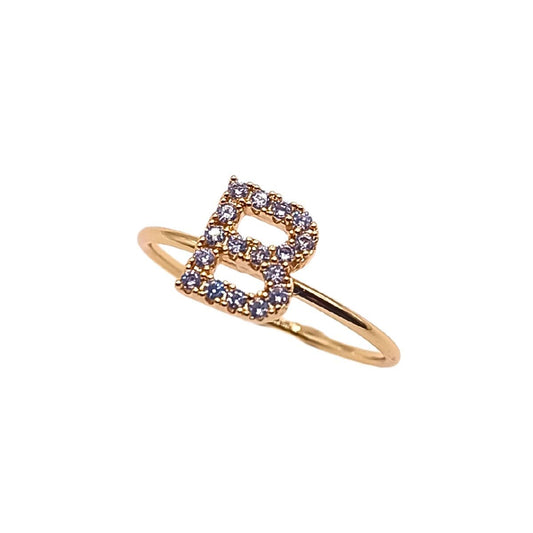 Ατσάλινο δαχτυλίδι με αρχικό γράμμα B χρώμα χρυσό (R1215) - ring - charmy.gr