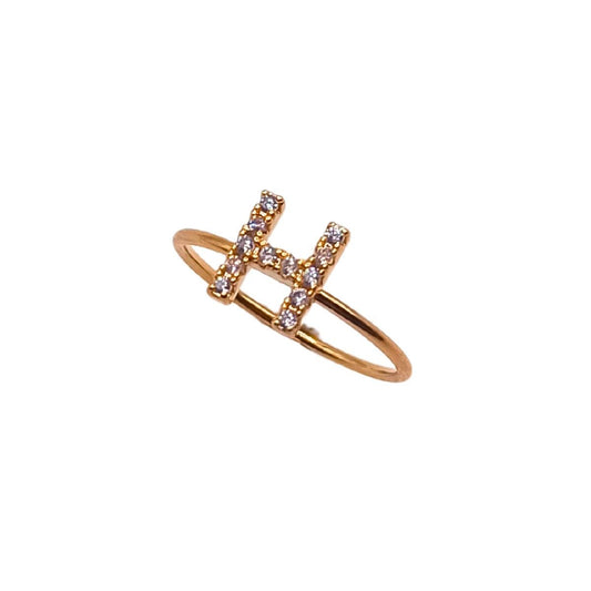 Ατσάλινο δαχτυλίδι με αρχικό γράμμα Η χρώμα χρυσό (R1214) - ring - charmy.gr