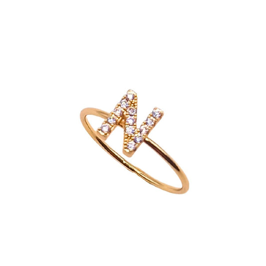 Ατσάλινο δαχτυλίδι με αρχικό γράμμα Ν χρώμα χρυσό (R1211) - ring - charmy.gr