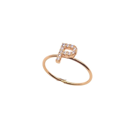 Ατσάλινο δαχτυλίδι με αρχικό γράμμα P χρώμα χρυσό (R1210) - ring - charmy.gr