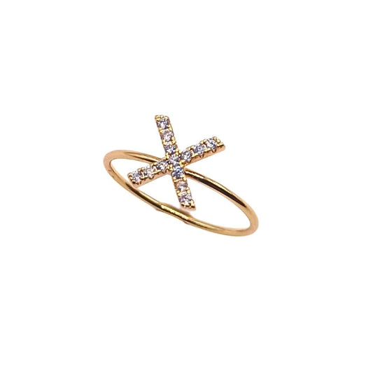 Ατσάλινο δαχτυλίδι με αρχικό γράμμα X χρώμα χρυσό (R1209) - ring - charmy.gr