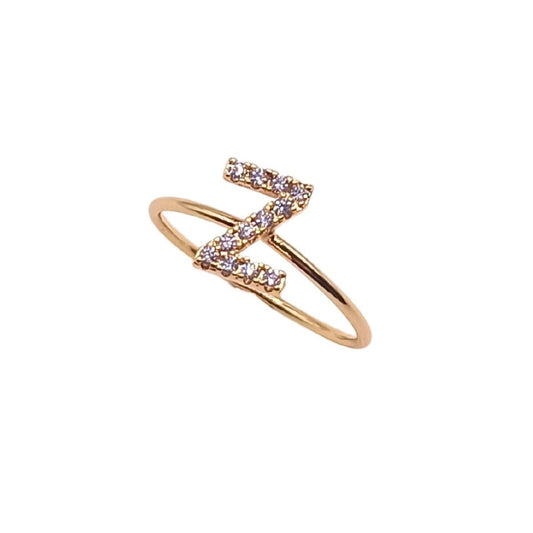 Ατσάλινο δαχτυλίδι με αρχικό γράμμα Z χρώμα χρυσό (R1208) - ring - charmy.gr
