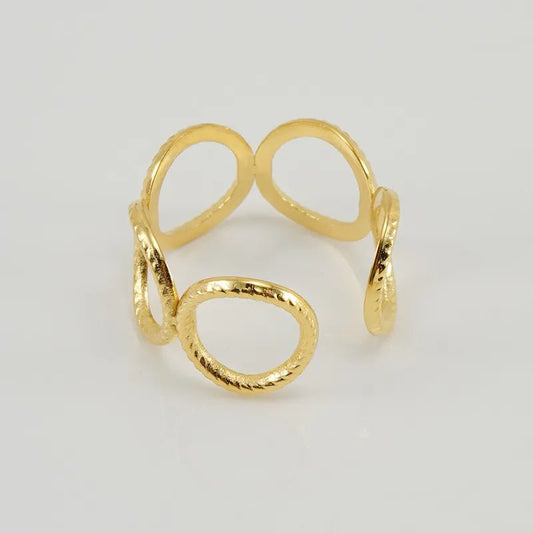 Ατσάλινο δαχτυλίδι με κυκλικά στοιχεία one size (R1343) - ring – charmy.gr