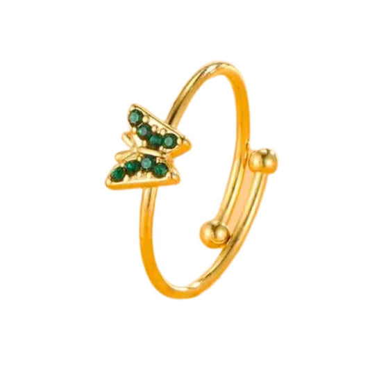 Ατσάλινο δαχτυλίδι πεταλούδα με ζιργκόν ρυθμιζόμενο (R1328) – ring – charmy.gr