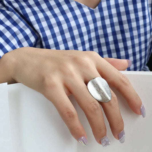 Γυναικείο ατσάλινο δαχτυλίδι χρώμα ασημί που καλύπτει το δάκτυλο no 7 (R1280) - rings - charmy.gr