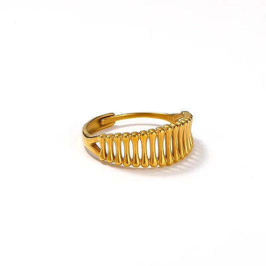 Ατσάλινο δαχτυλίδι με κυκλικά στοιχεία χρώμα ασημί one size (R1340) - ring – charmy.gr