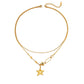 Ατσάλινο διπλό κολιέ επιχρυσωμένο με αστέρι (N1314) - necklace - charmy.gr