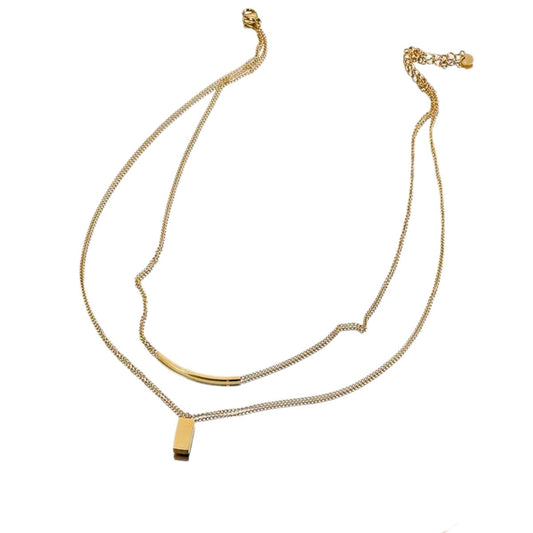 Ατσάλινο κολιέ διπλό επιχρυσωμένο (N1222)  - necklace - charmy.gr